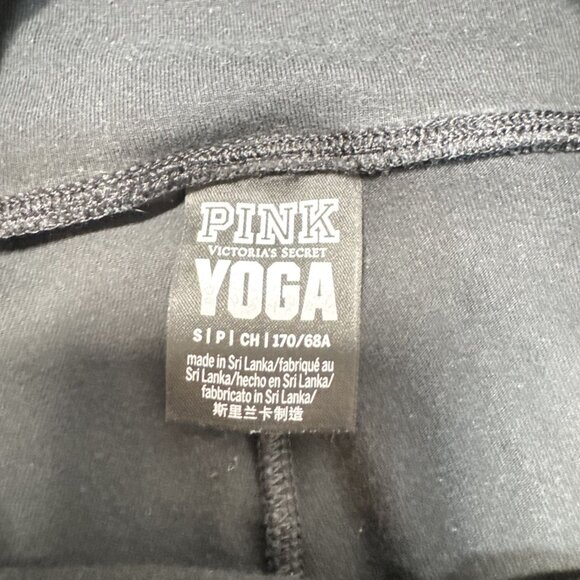 Victorias Secret PINK Size S Yoga Leggings Black Rainbow Logo High Waist - Picture 5 of 7